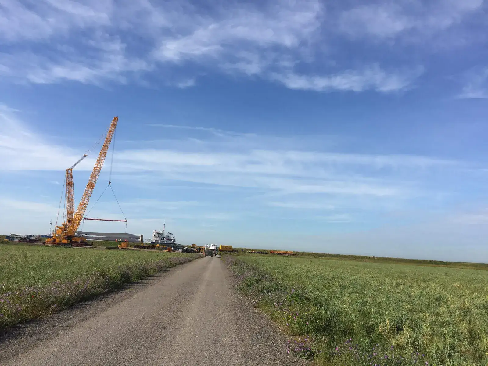 LG1750 crawler crane seen down a farm track