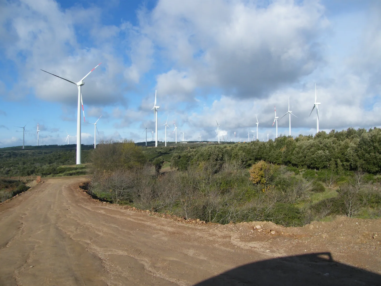 Wind farm in Sardinia seen from the site access road