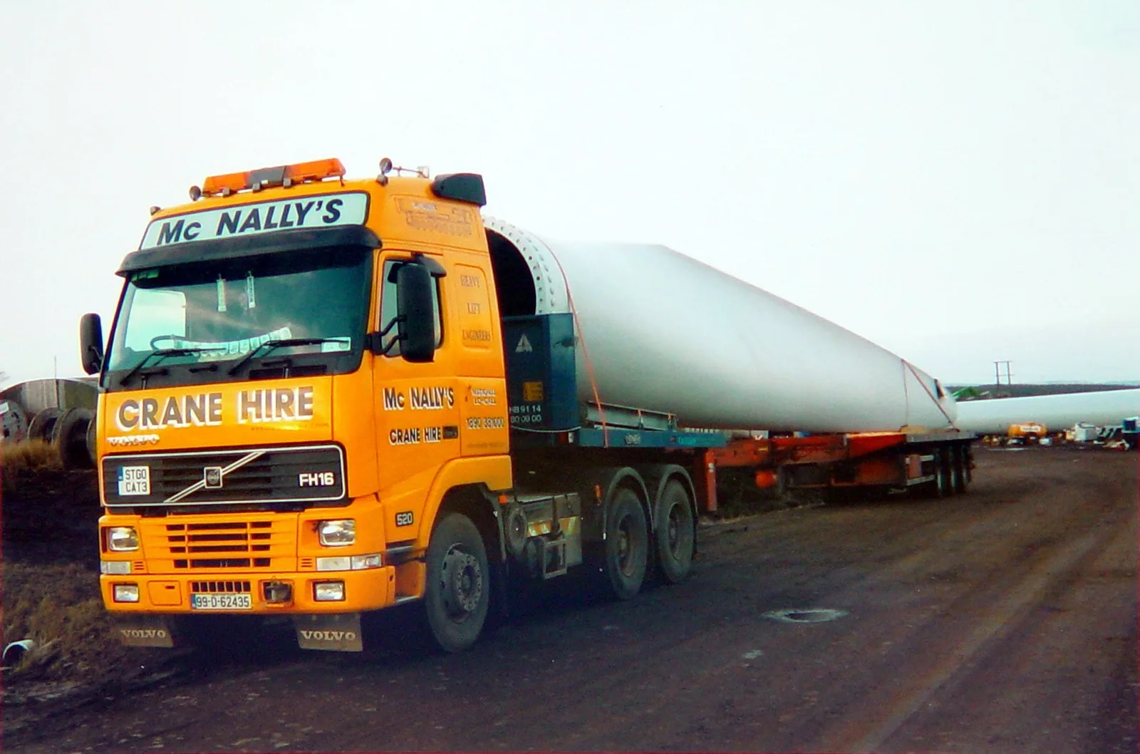 McNally’s Volvo tractor unit hauling a wind turbine blade