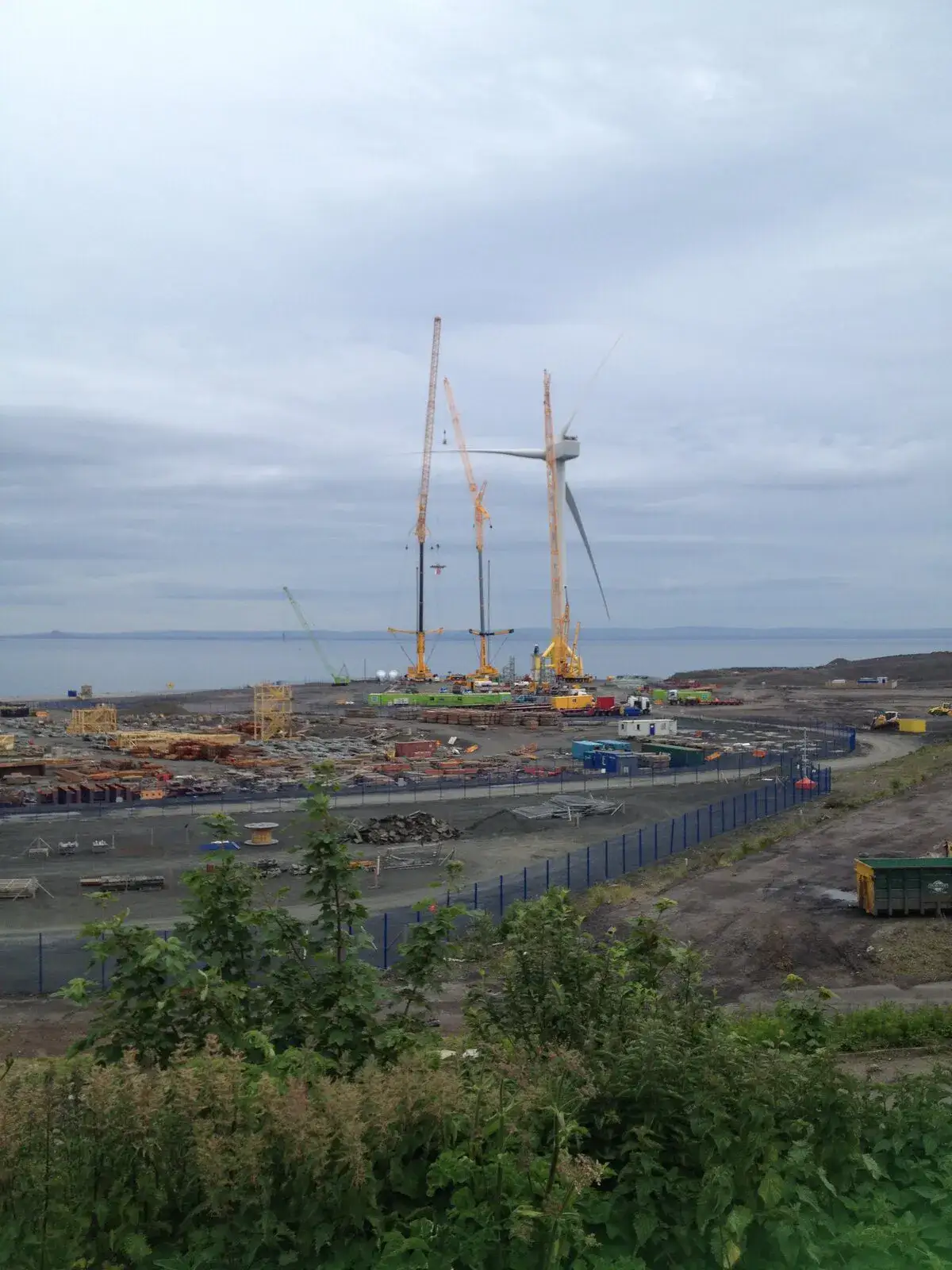 Wind farm construction site viewed from a distance
